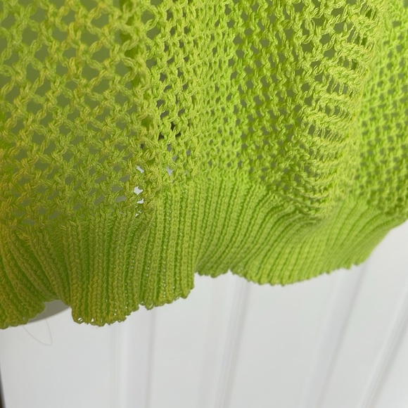 DAVI & DANI 3/4 SLEEVES CREW NECK OPEN WEAVE KNIT SWEATER NEON GREEN SIZE 2XL - Picture 8 of 11